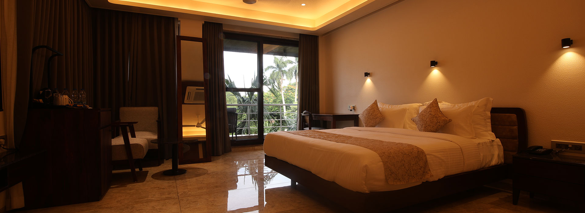 Elegant guest bedroom at Lakeside Manor